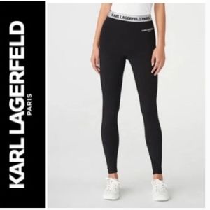 Karl Lagerfeld Paris Black/SLIVER LOGO WAISTBAND LEGGING & BLING SHIRT size XL
